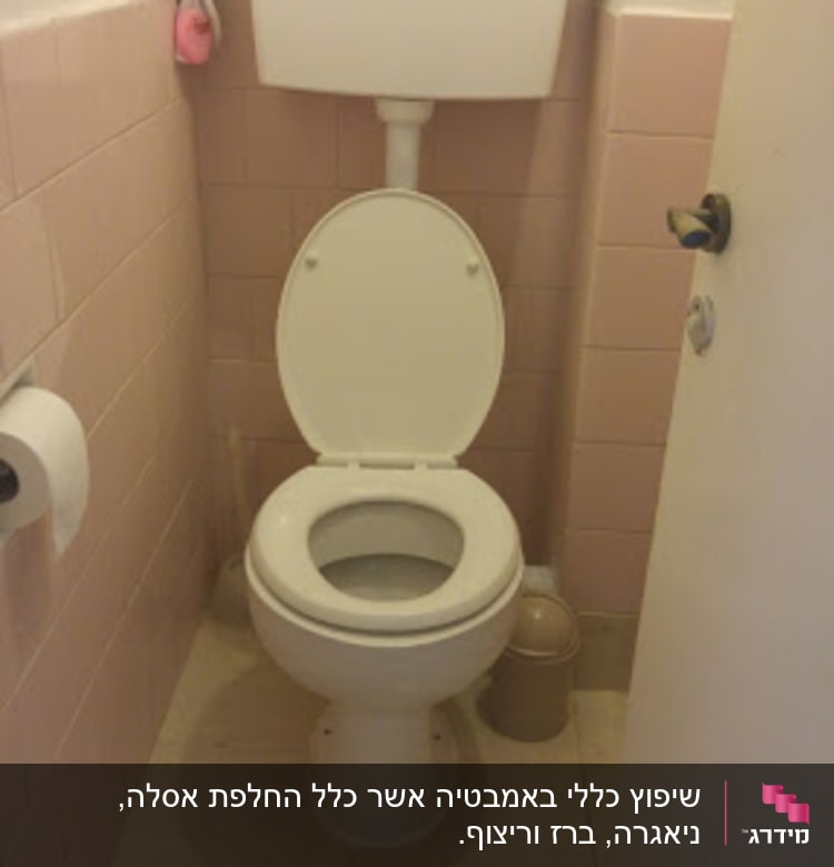 שירותים עם ניאגרה, מושב פתוח ונייר טואלט